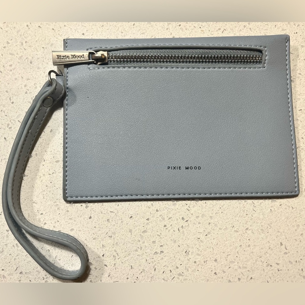 Pixie Mood pastel blue/grey Wristlet. Wristlet perfect for carrying accessories